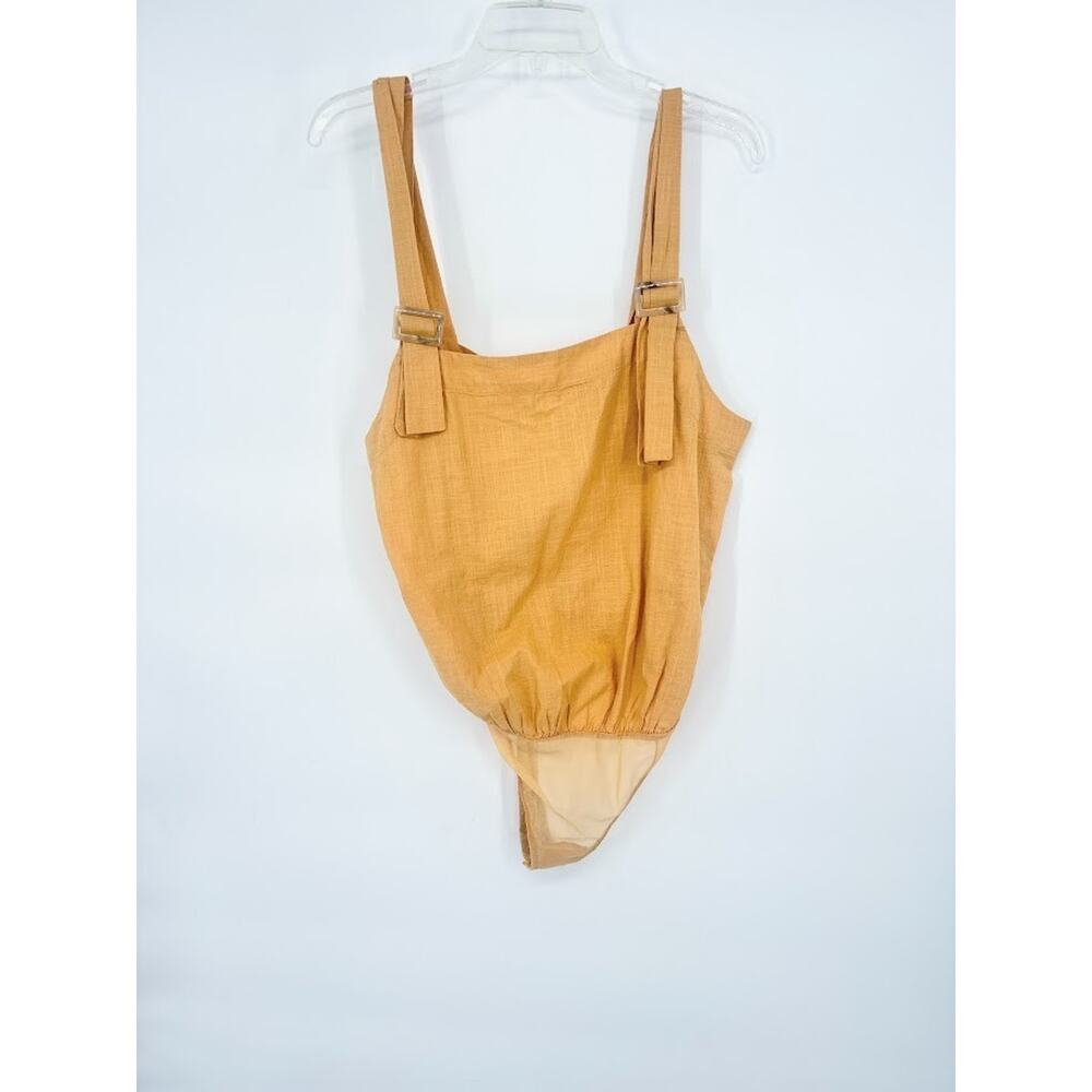 Intimately Free People Bodysuit Women Medium Yellow Thong Adjustable Cotton Boho
